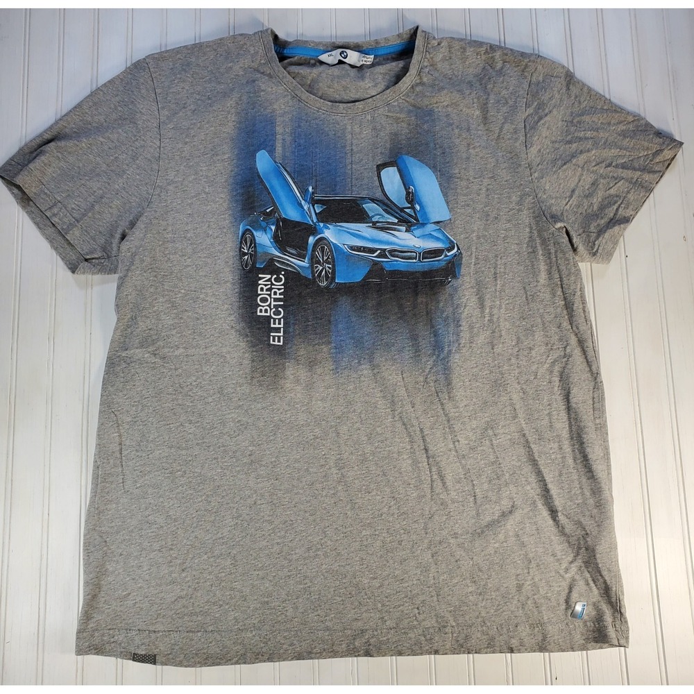 BMW i8 Born Electric Car Promo Gray T-Shirt Size‎ 2XL Vintage Style Retro